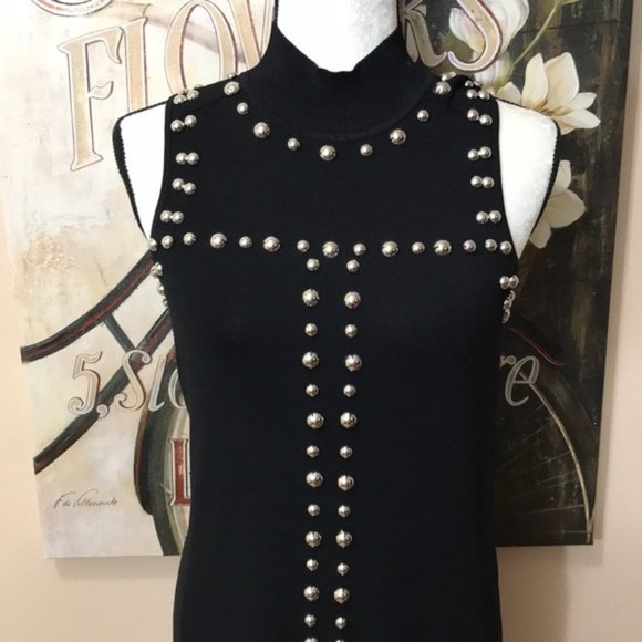 INC Mock Turtleneck Black Sleeveless Dress with Silver Studs - XXL - Picture 13 of 13